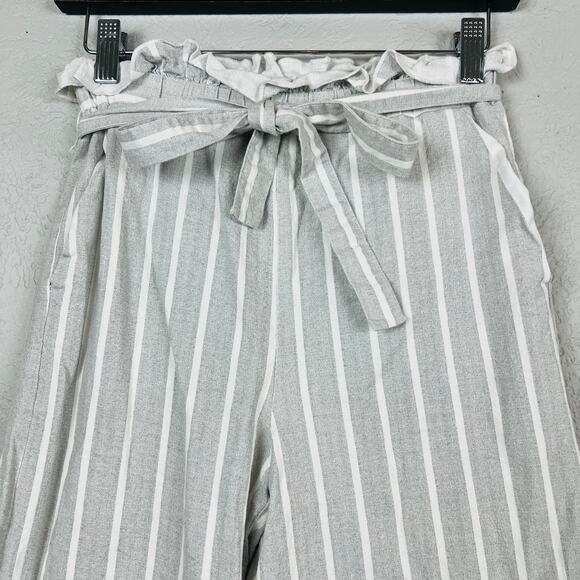 English Factory Lined Crop Ruffle Trouser Stripe Pant - S - Picture 4 of 5